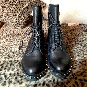 Dolce Vita Prest Silver Stud Lace Up Combat Boots